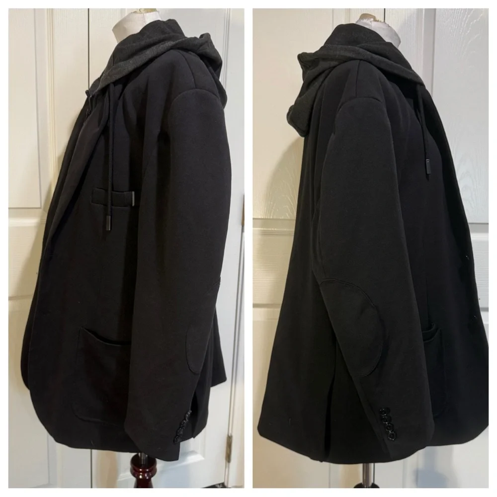 PROJEK RAW BLACK WITH REMOVABLE HOOD KNIT BLAZER